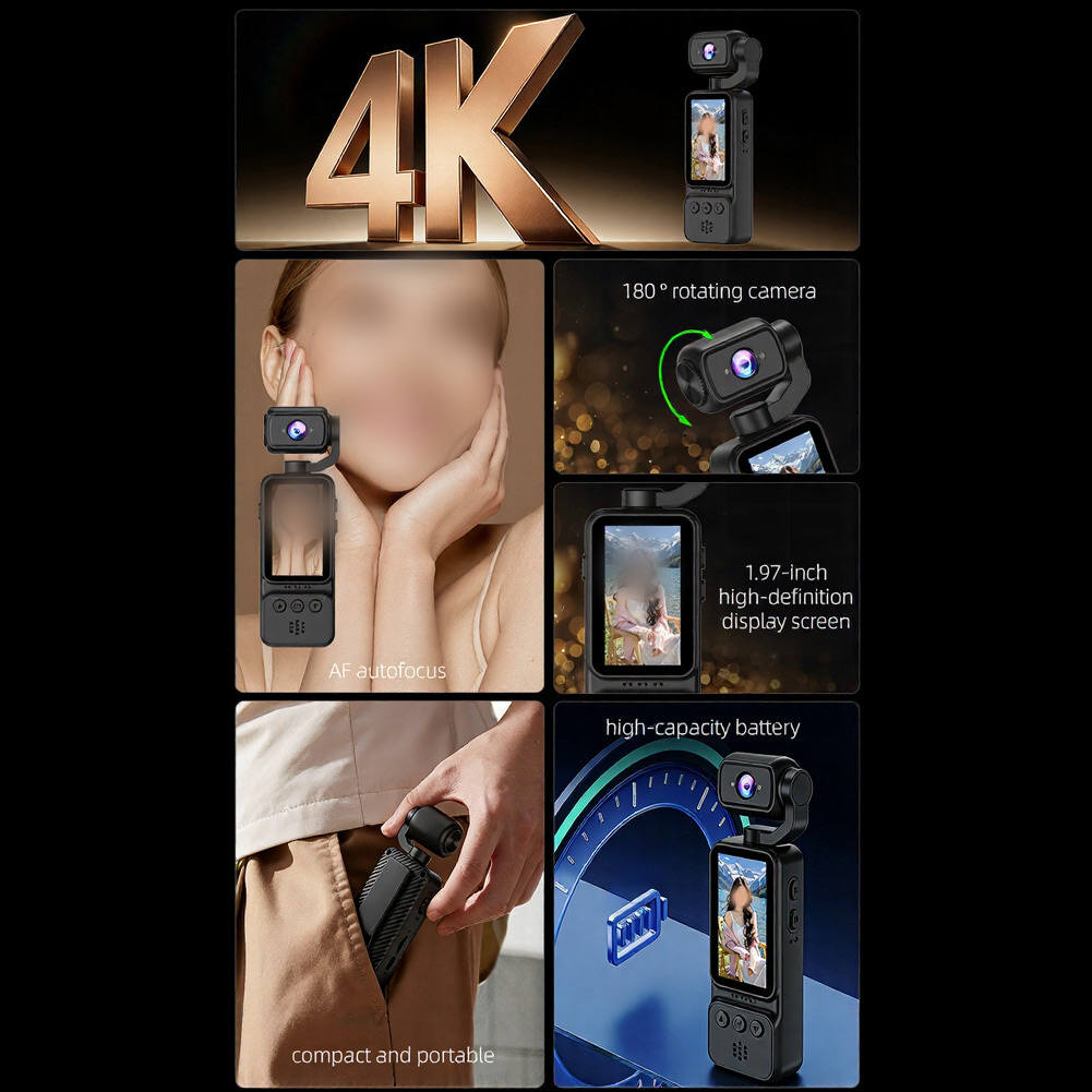 Handheld Vlogging Recorder 4K  - đánh giá và giá Outdoor Sport Camera